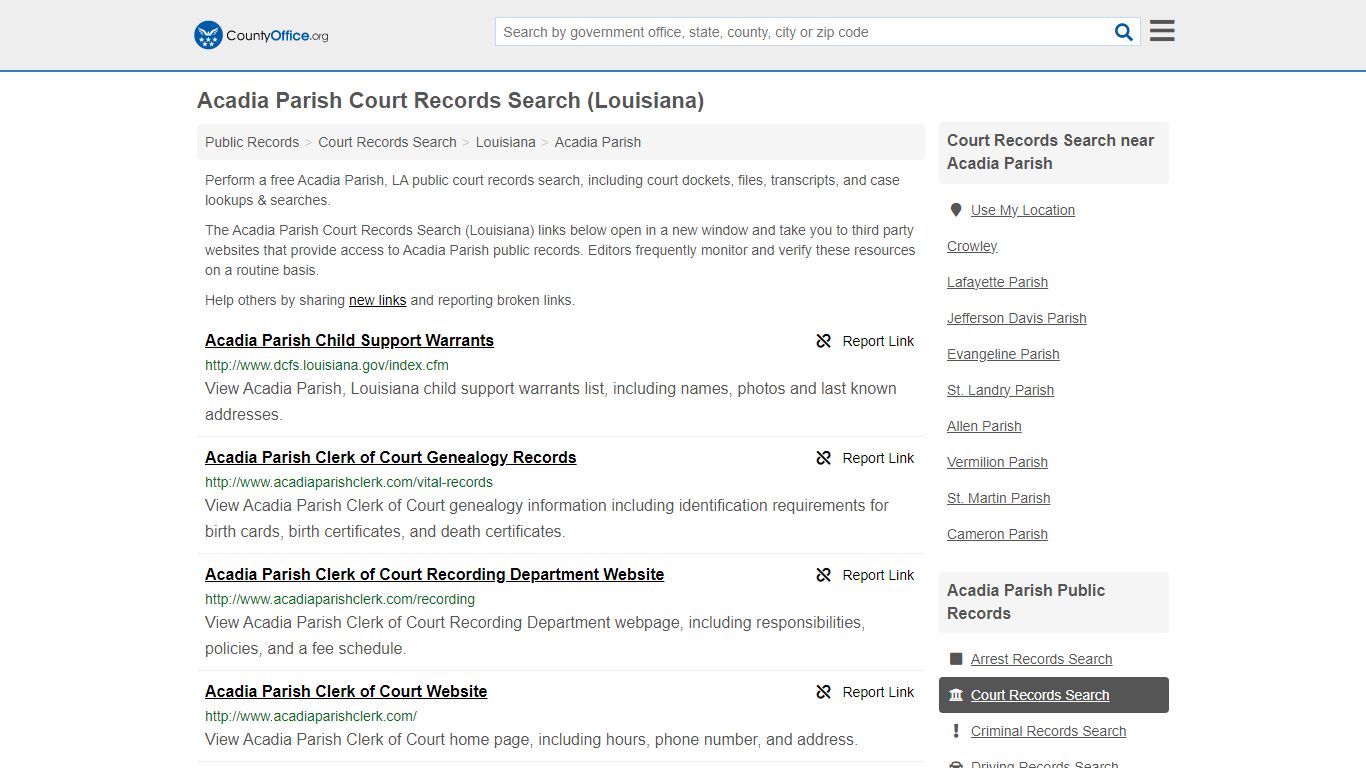 Court Records Search - Acadia Parish, LA (Adoptions, Criminal, Child ...