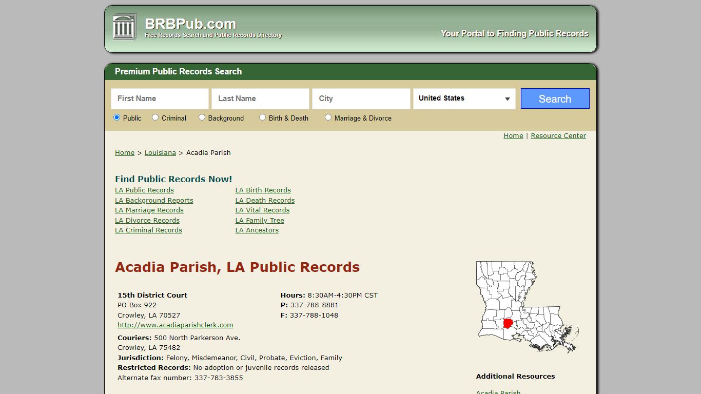 Acadia Parish Public Records | Search Louisiana Government Databases